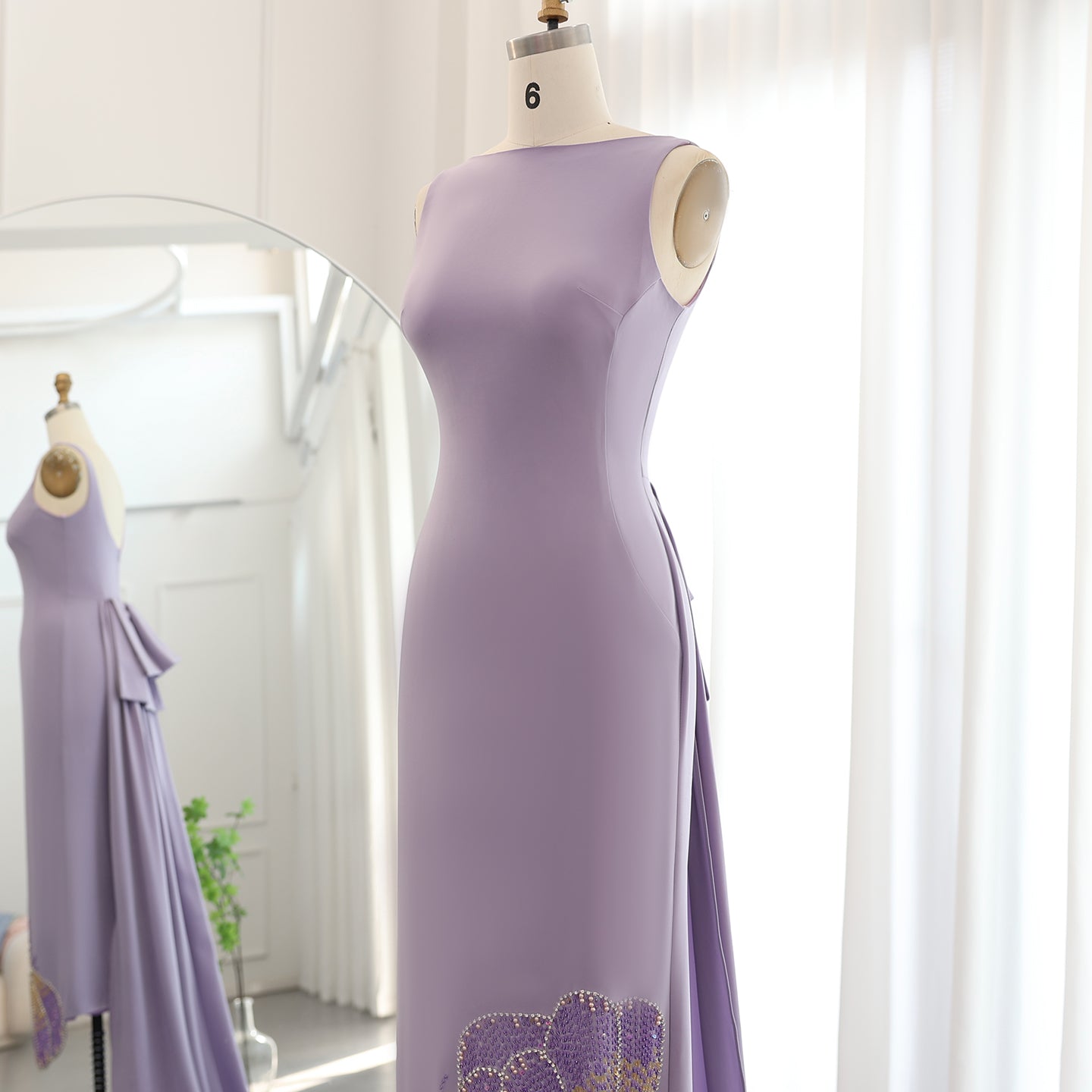 Elegant Coral Pink Butterfly Beaded Evening Dress SS471