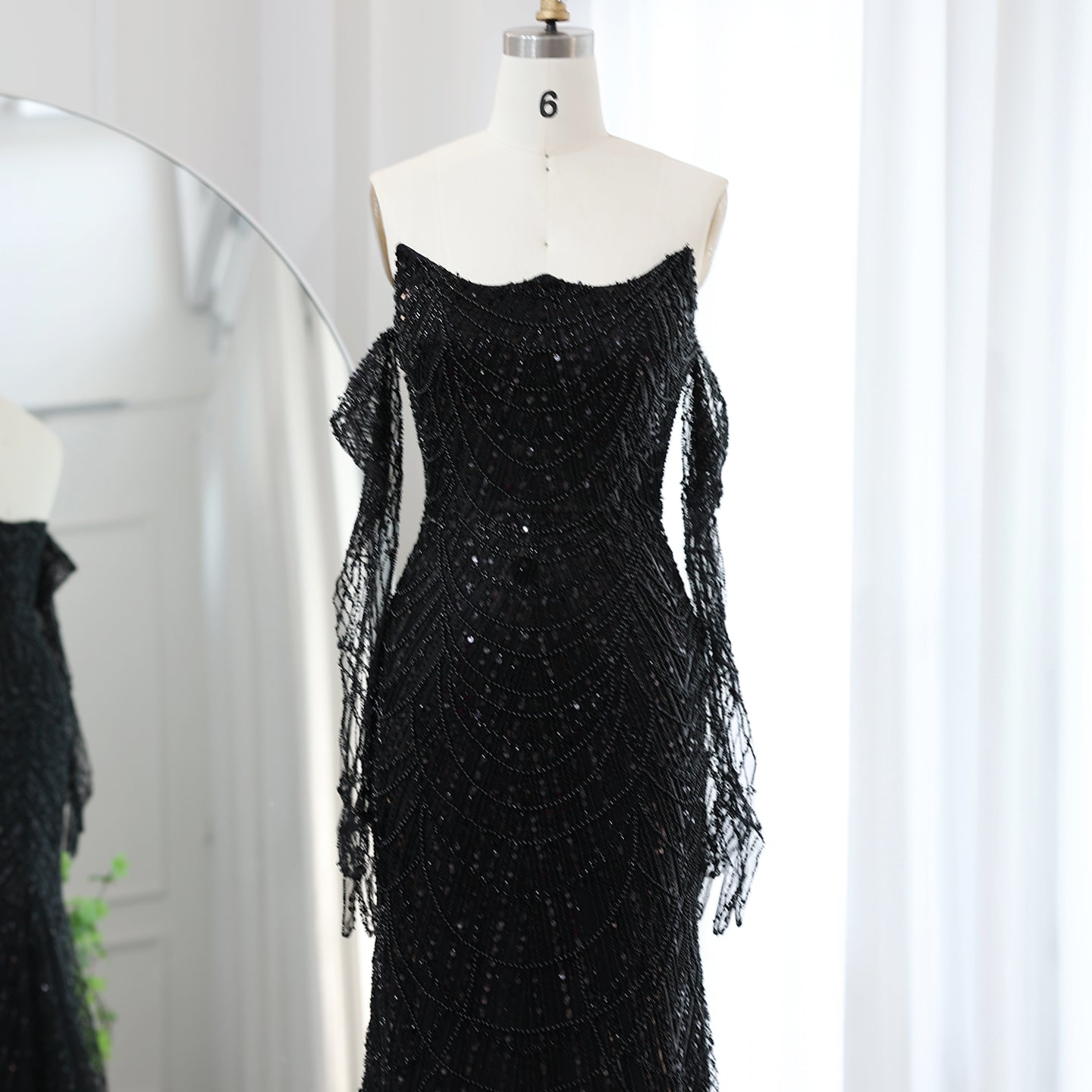 Luxury Beaded Green Mermaid Evening Dress with Gloves SS606