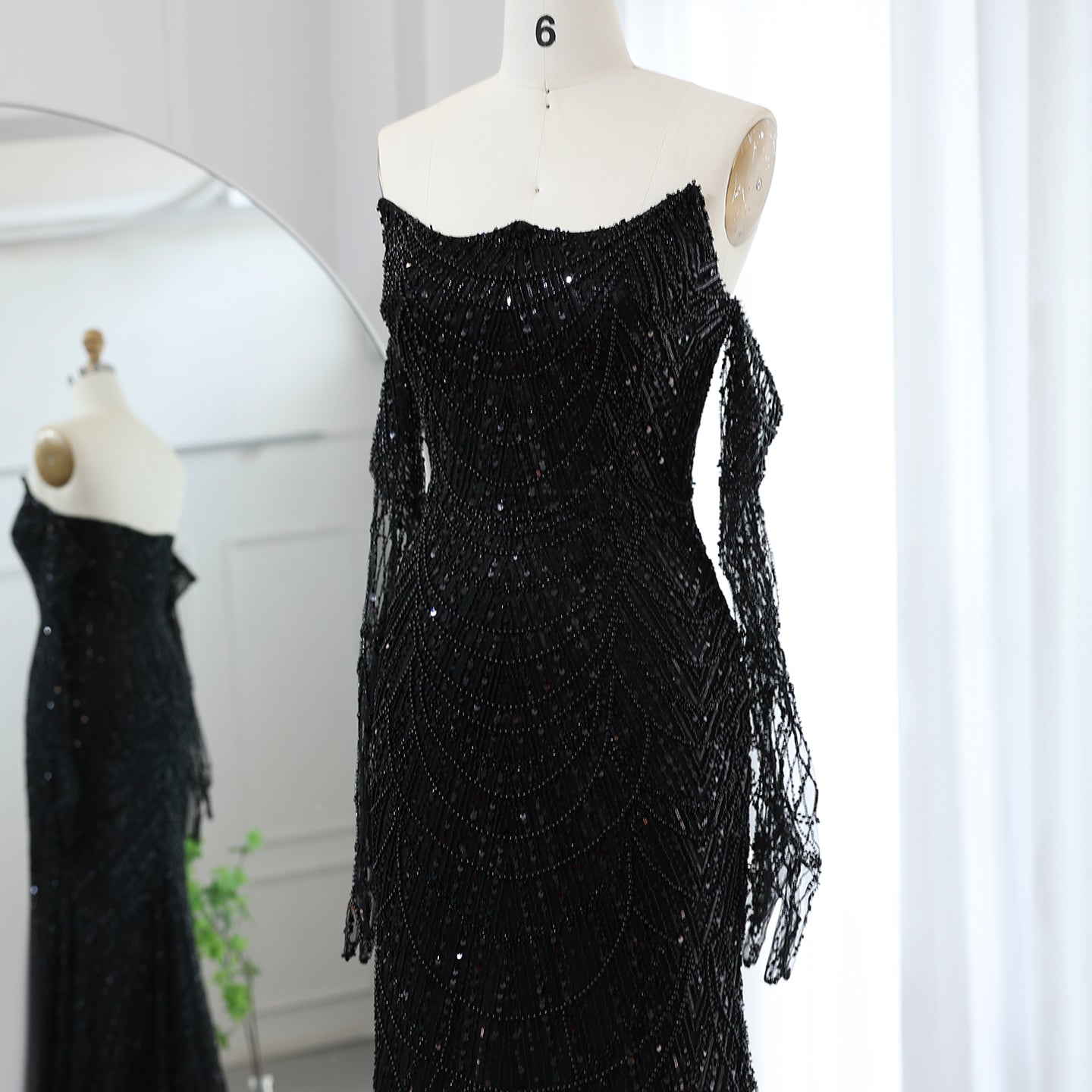Luxury Beaded Green Mermaid Evening Dress with Gloves SS606