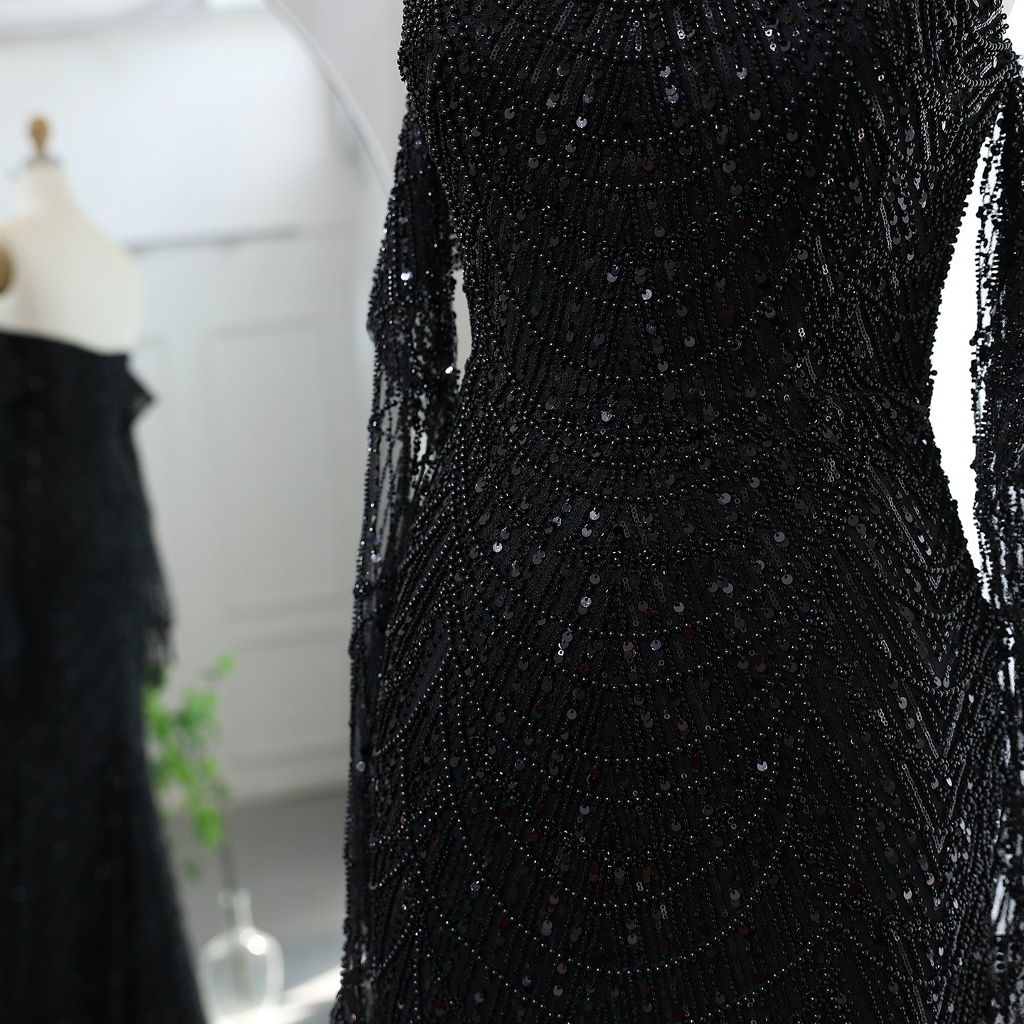 Luxury Beaded Green Mermaid Evening Dress with Gloves SS606