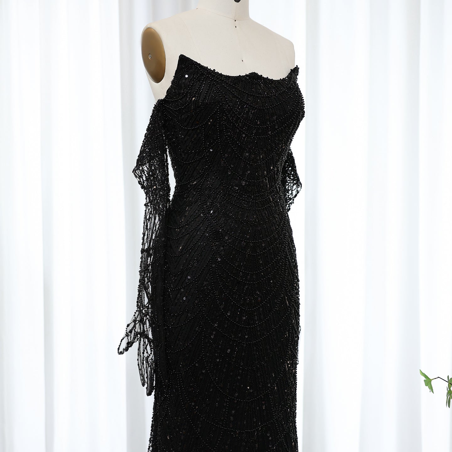 Luxury Beaded Green Mermaid Evening Dress with Gloves SS606