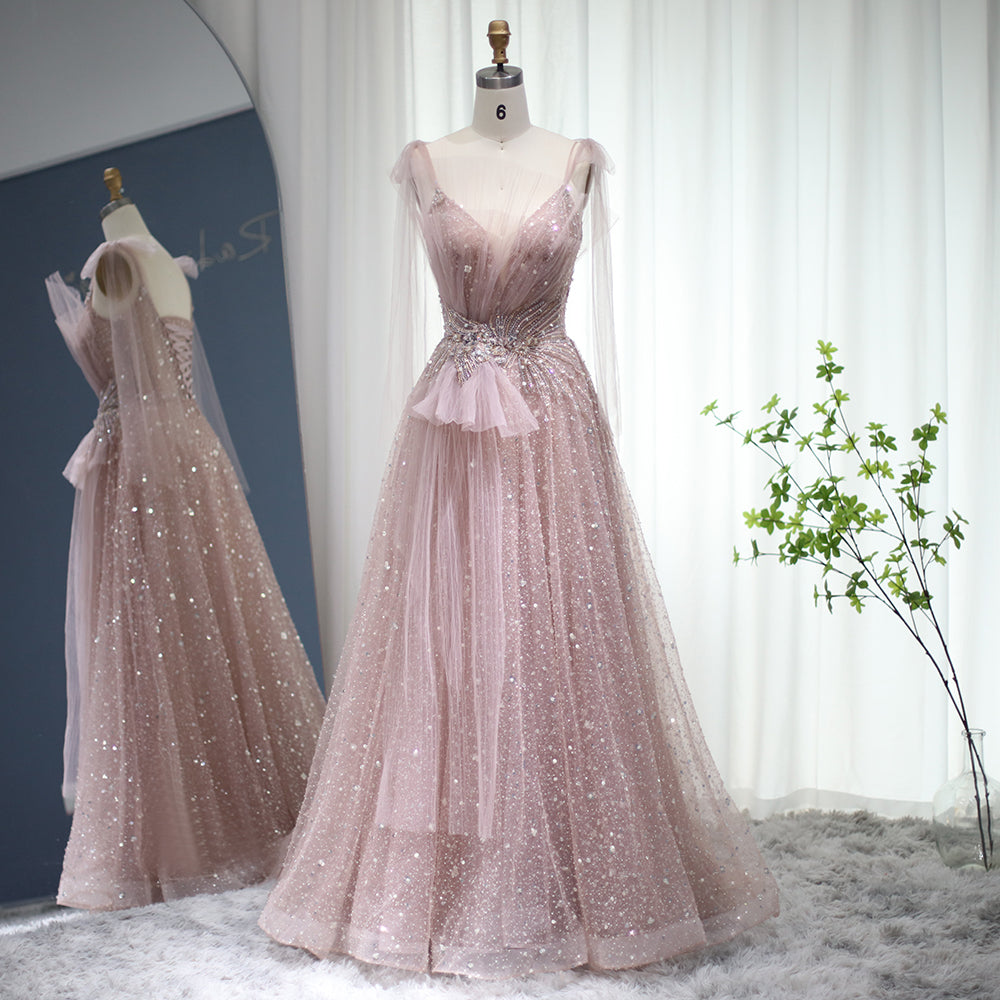 For Sale Luxury Blush Pink Spaghetti Evening Dress SS292L