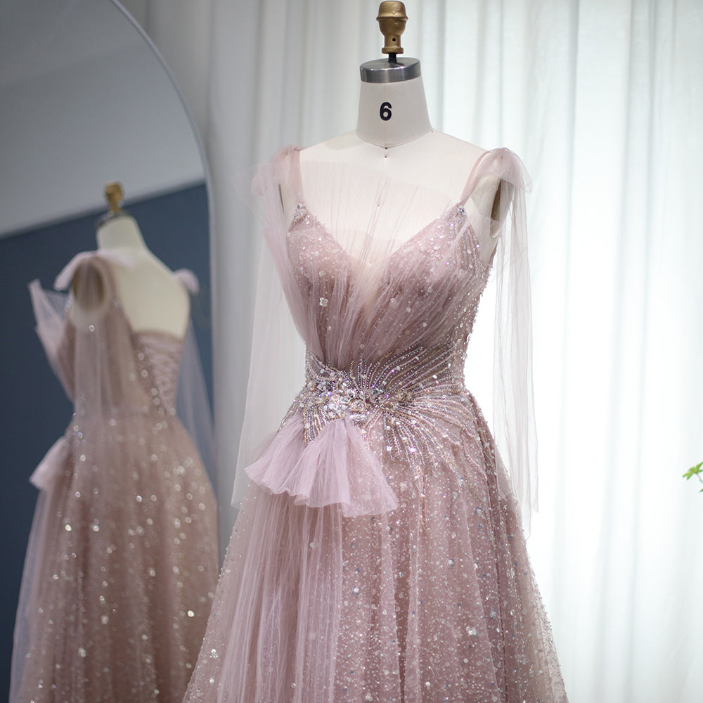 For Sale Luxury Blush Pink Spaghetti Evening Dress SS292L