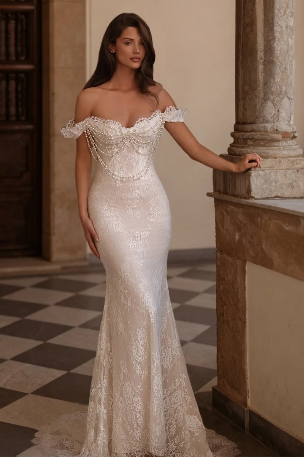 White Beaded Mermaid Wedding Dress with Detachable Train SW177 – SHEER FAIRY