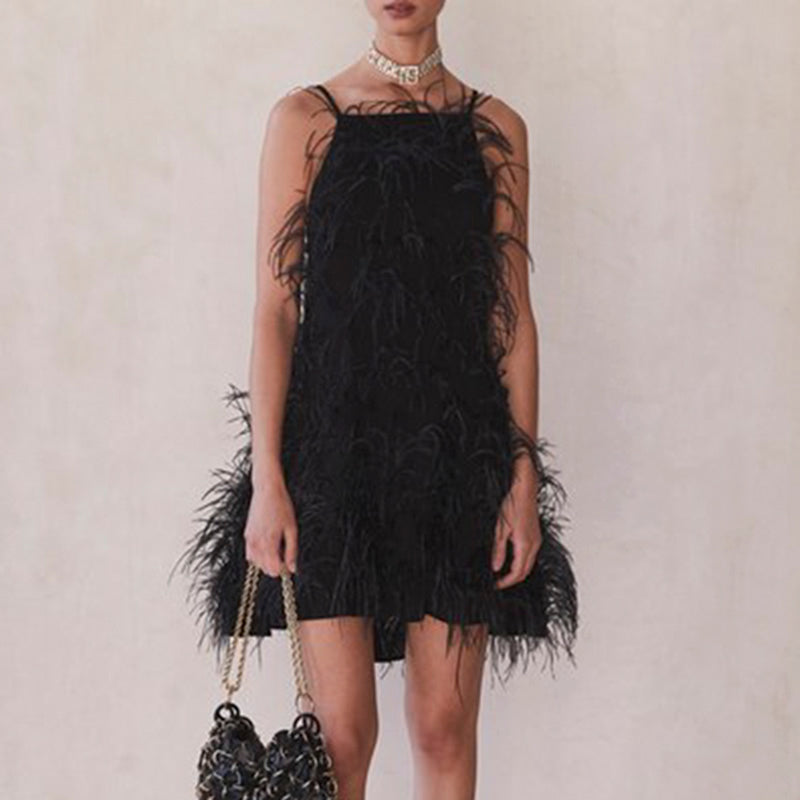 Fairy Relaxed Feather Cocktail Party Mini Gown RM089
