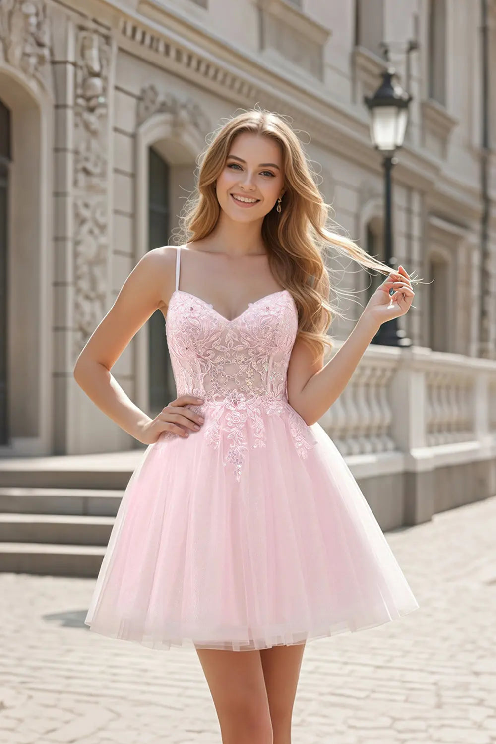 Blush Pink Tulle Beaded Ballgown Homecoming Dress RM152 – SHEER FAIRY