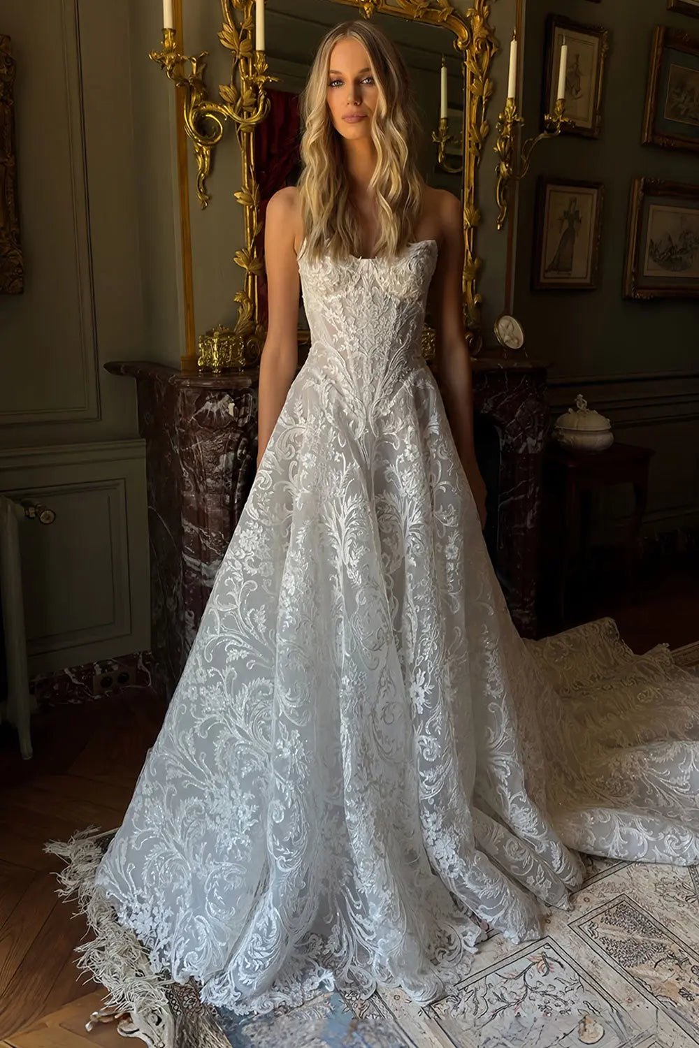 fairy corset wedding dress Sweetheart Lace A-Line Corset Wedding Dress with Train SW220 – SHEER FAIRY