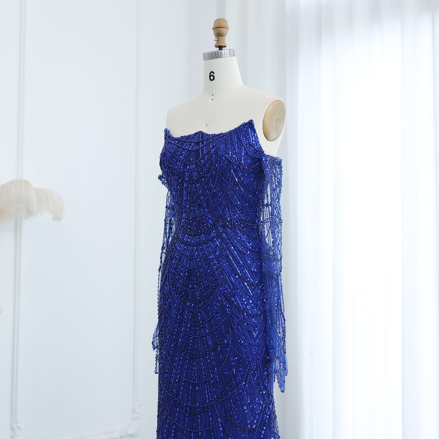 Luxury Beaded Green Mermaid Evening Dress with Gloves SS606