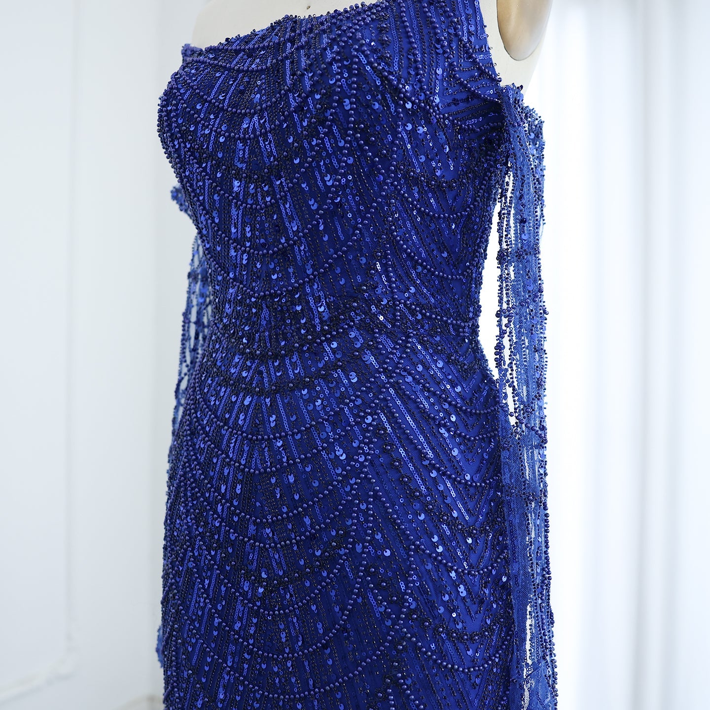 Luxury Beaded Green Mermaid Evening Dress with Gloves SS606