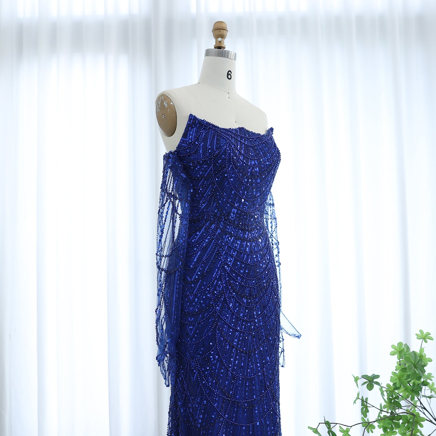 Luxury Beaded Green Mermaid Evening Dress with Gloves SS606