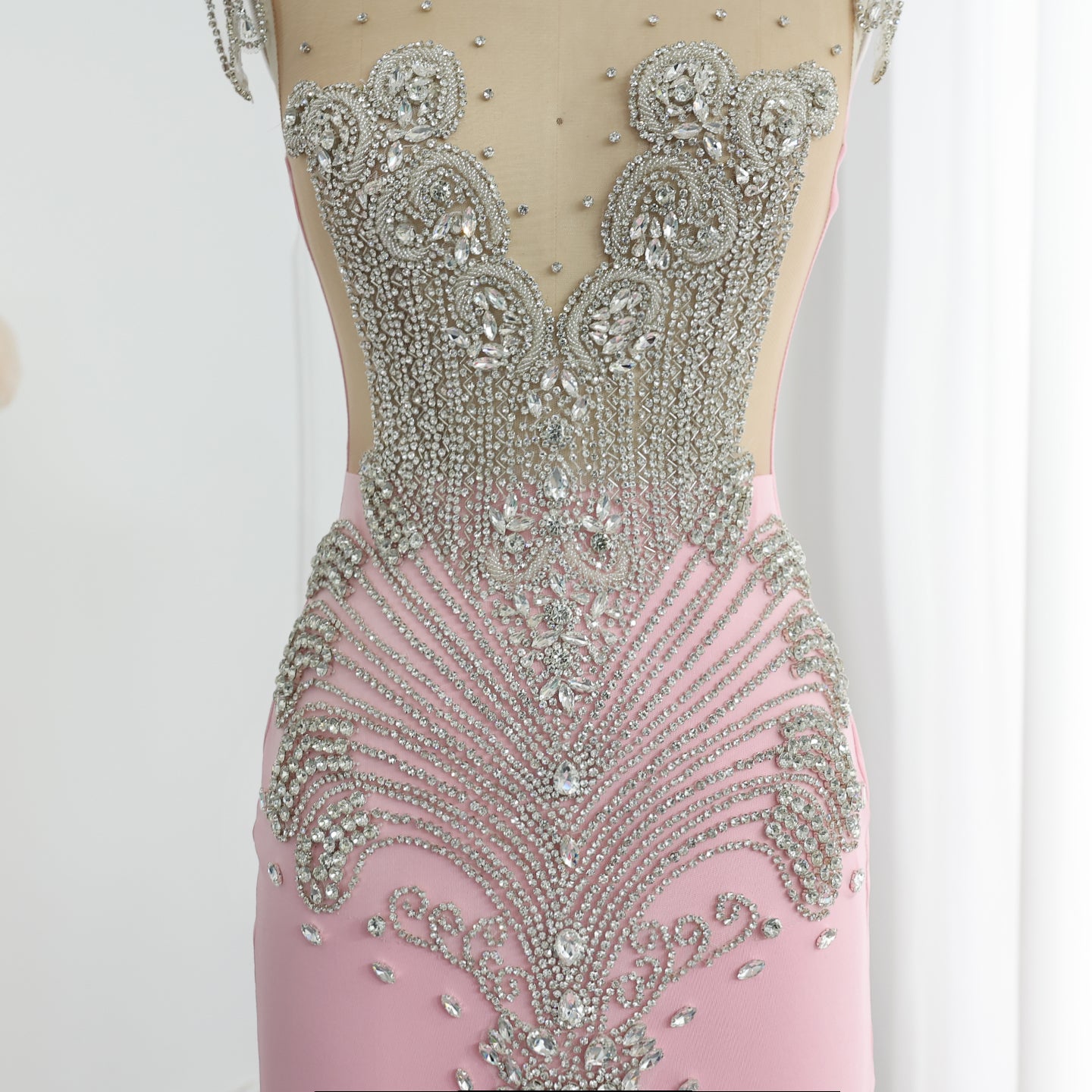 Crystal High Neck Rhinestone Mermaid Evening Gown SH017
