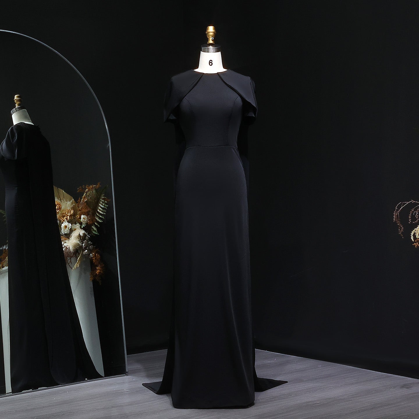Simple Lilac Straight Evening Dress with Cape SF033