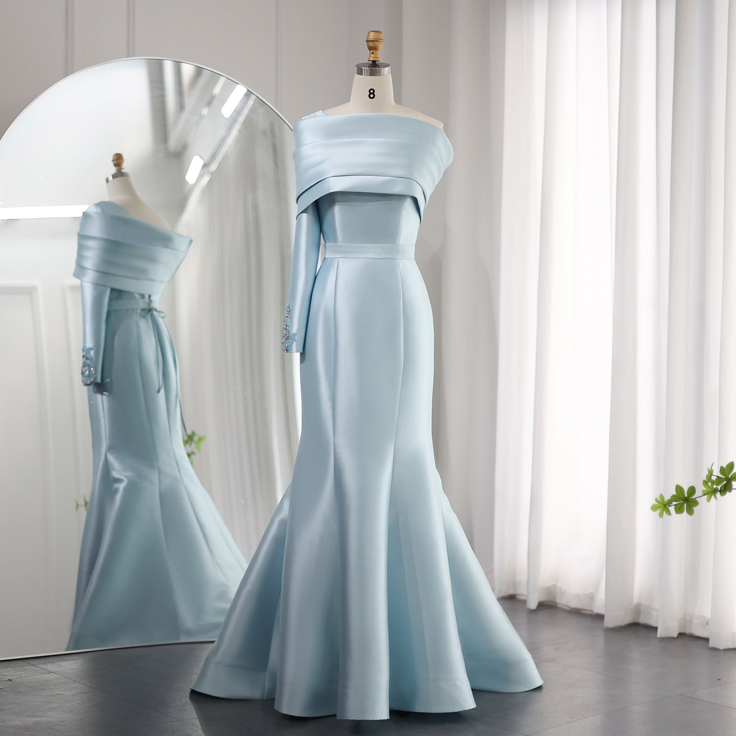 Elegant Yellow One Shoulder Mermaid Evening Dress SS414