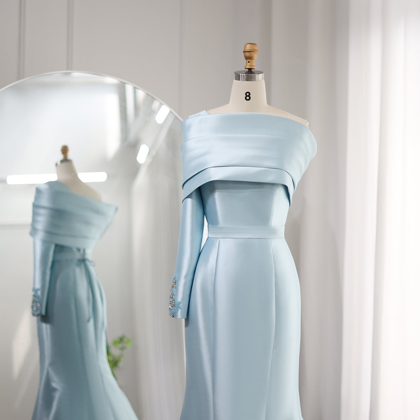Elegant Yellow One Shoulder Mermaid Evening Dress SS414
