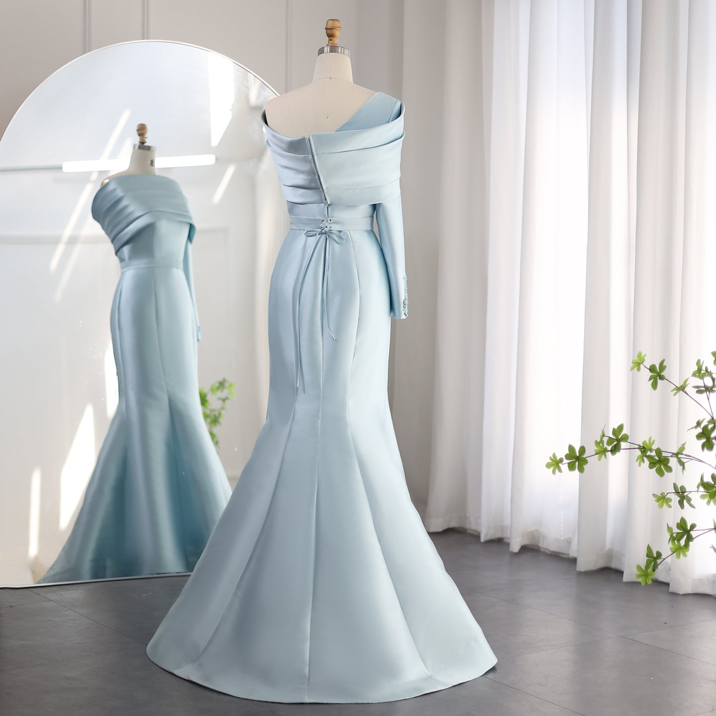 Elegant Yellow One Shoulder Mermaid Evening Dress SS414
