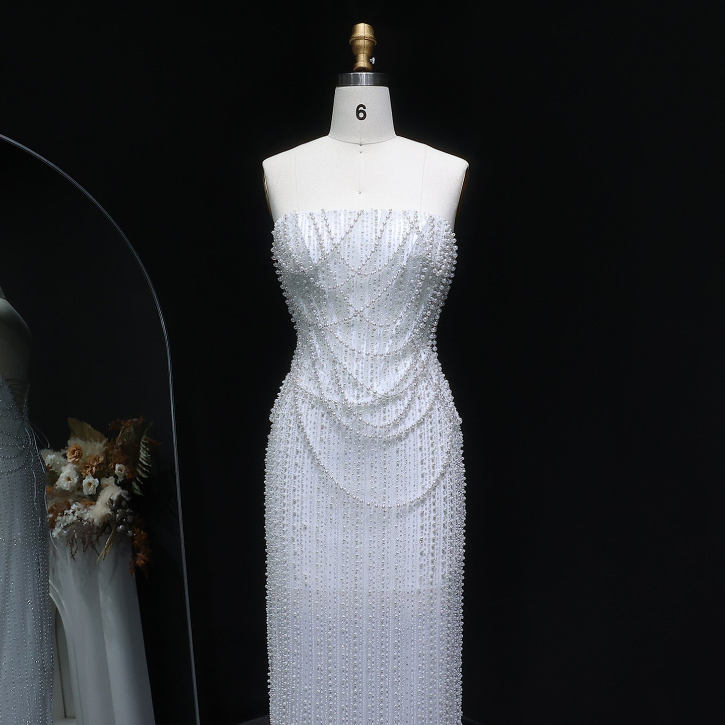 Elegant Strapless Beaded Long Wedding Dress SW087