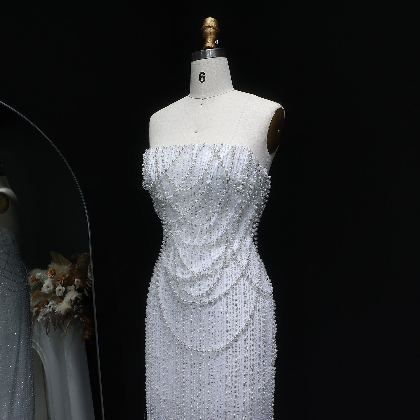 Elegant Strapless Beaded Long Wedding Dress SW087