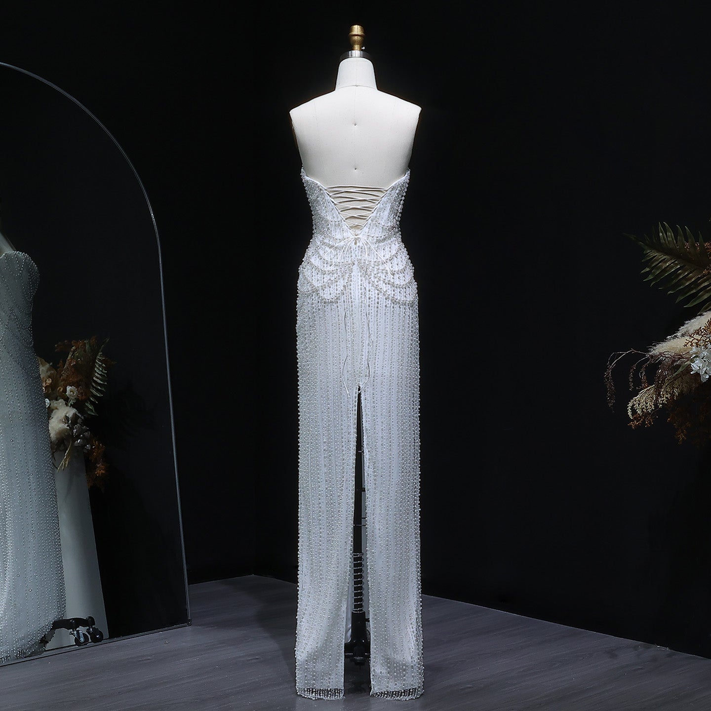 Elegant Strapless Beaded Long Wedding Dress SW087