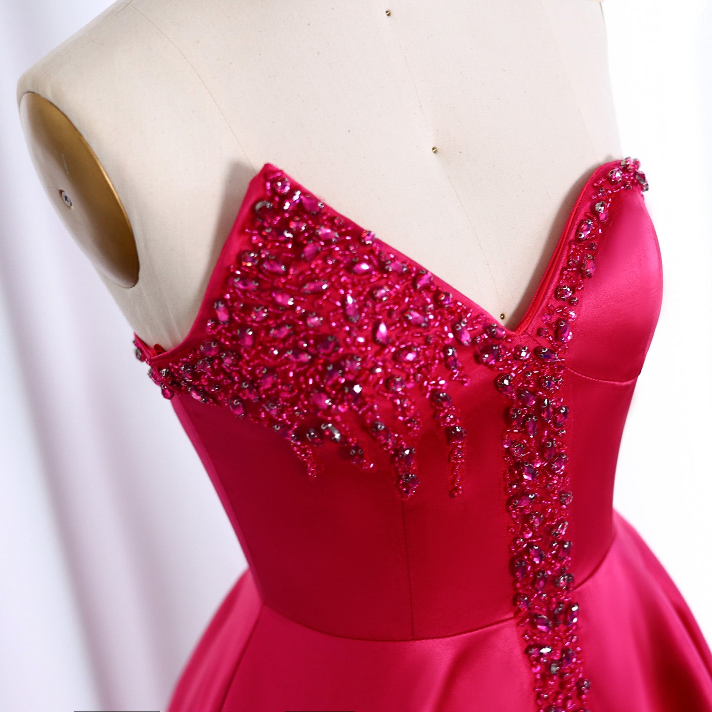 Elegant Crystal Black Strapless Evening Dresses Side Slit SS364