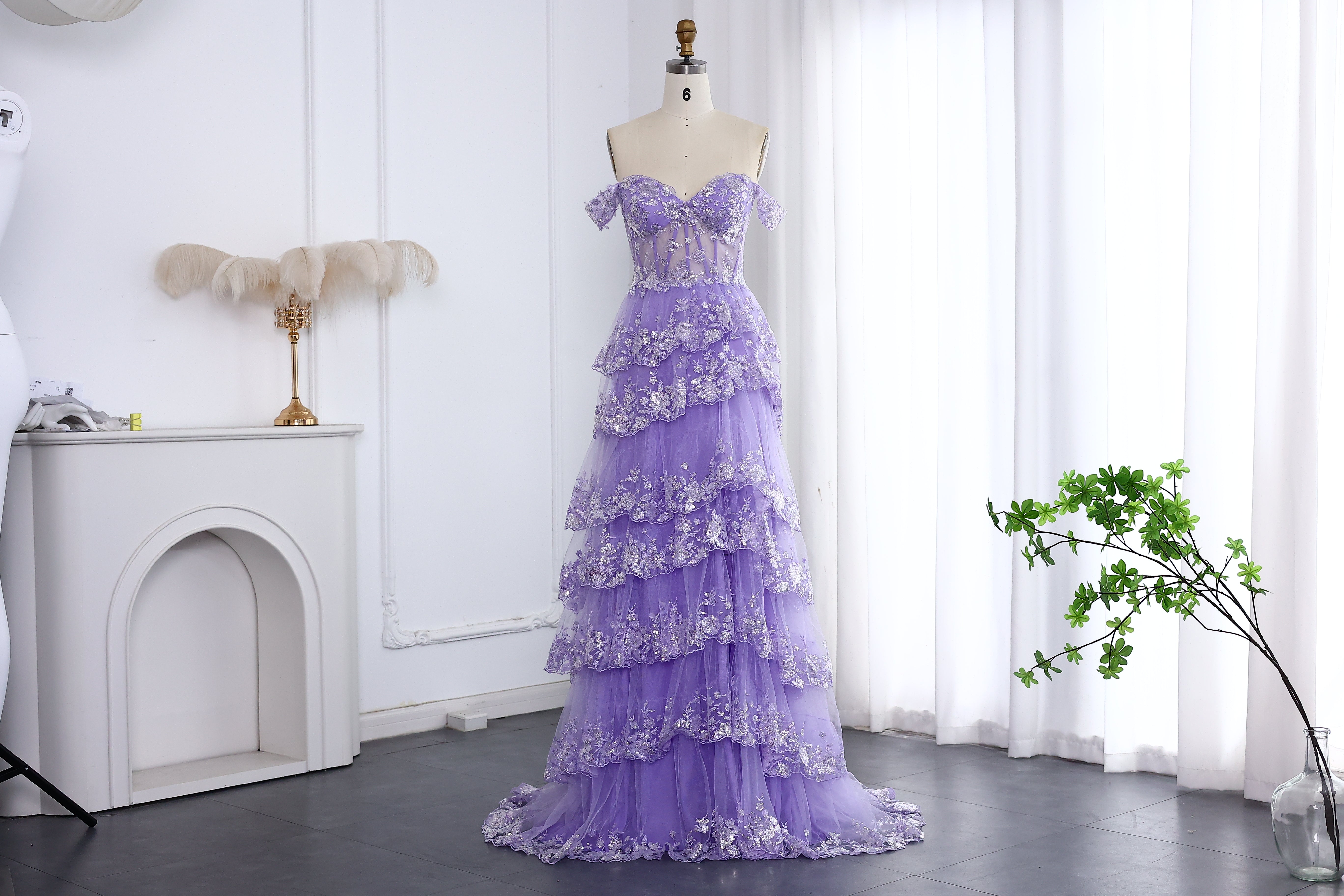 Black Off Shoulder Prom Dresses with Embroidery High Side Slit for Women Graduation Party Gowns