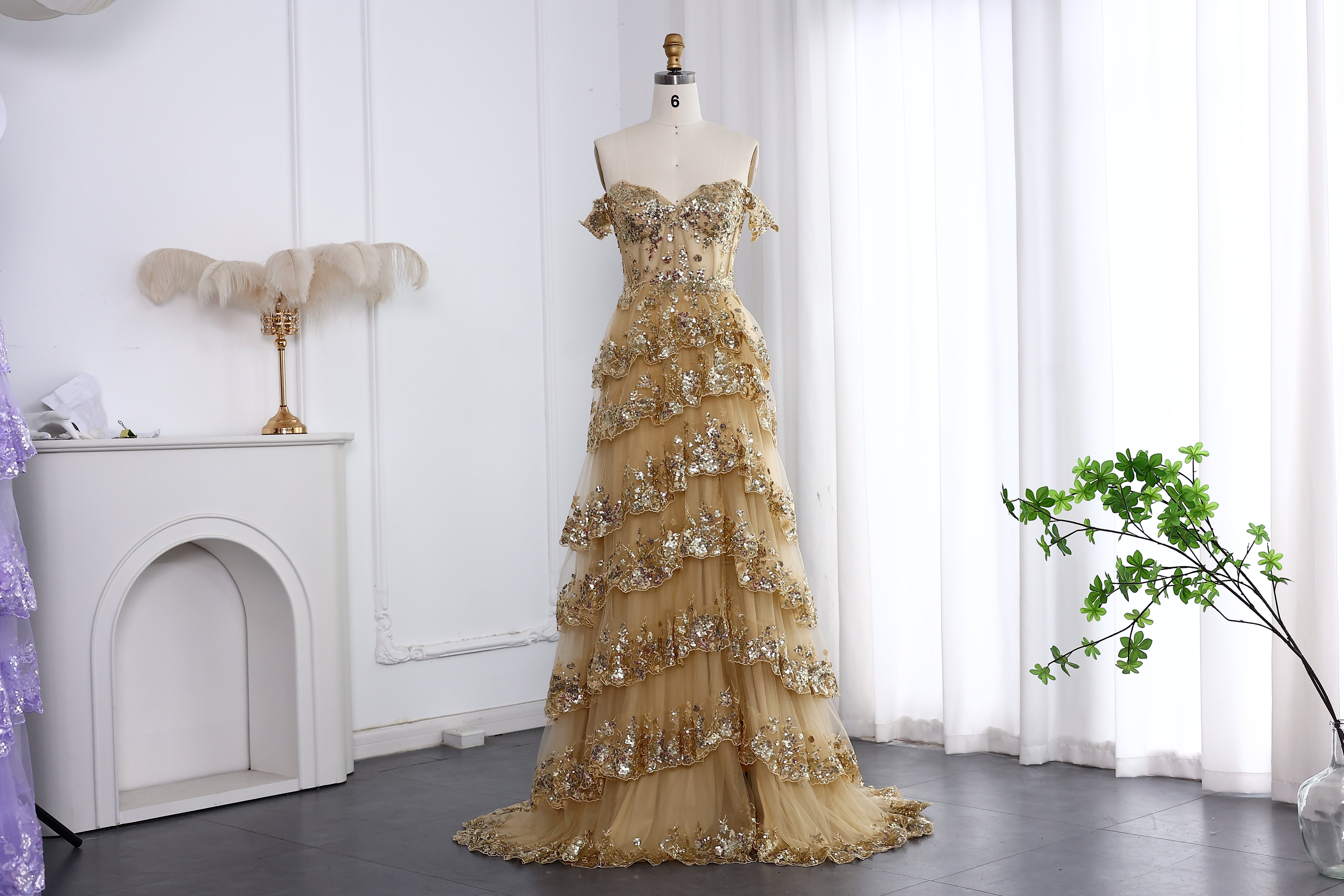 Black Off Shoulder Prom Dresses with Embroidery High Side Slit for Women Graduation Party Gowns
