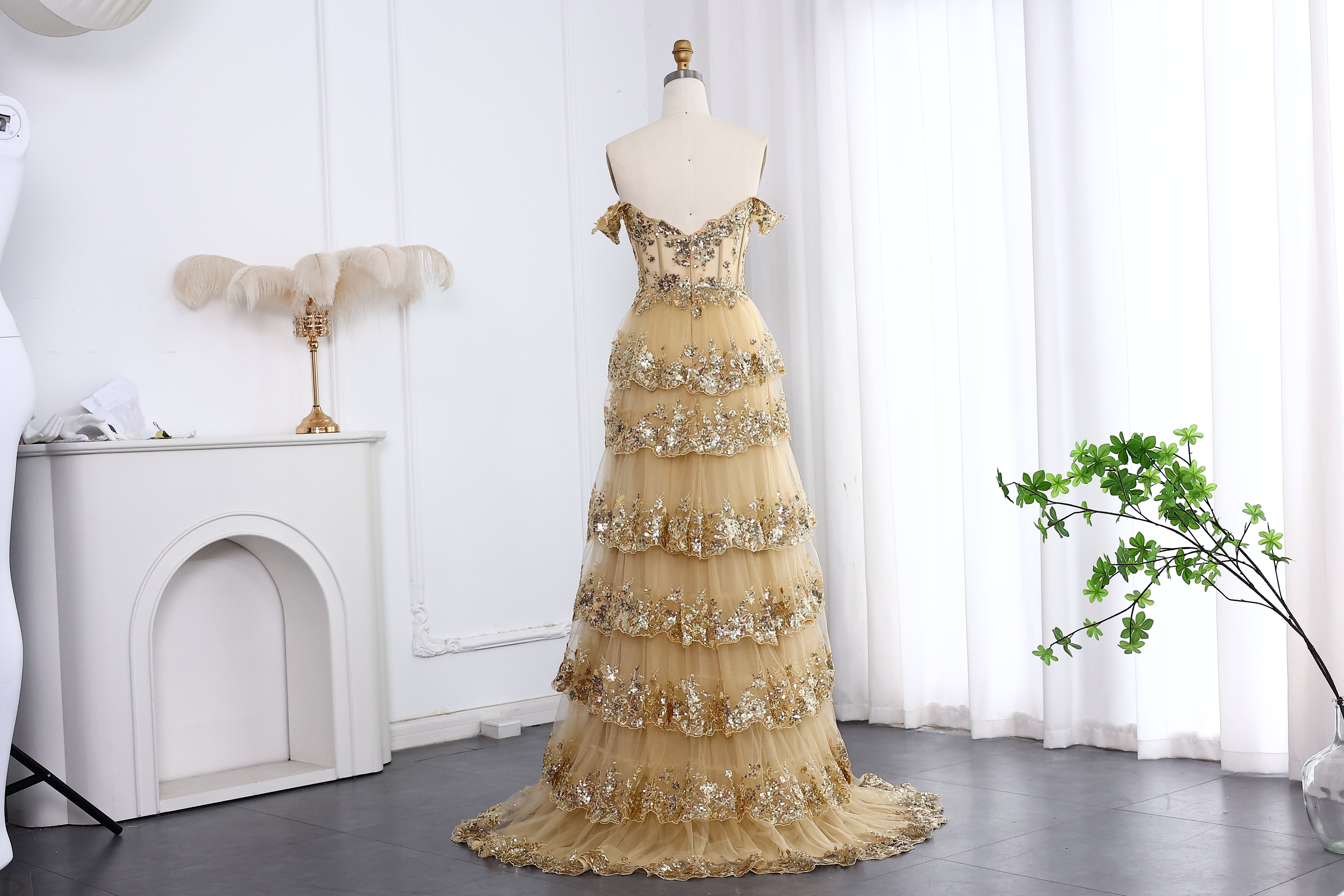 Black Off Shoulder Prom Dresses with Embroidery High Side Slit for Women Graduation Party Gowns