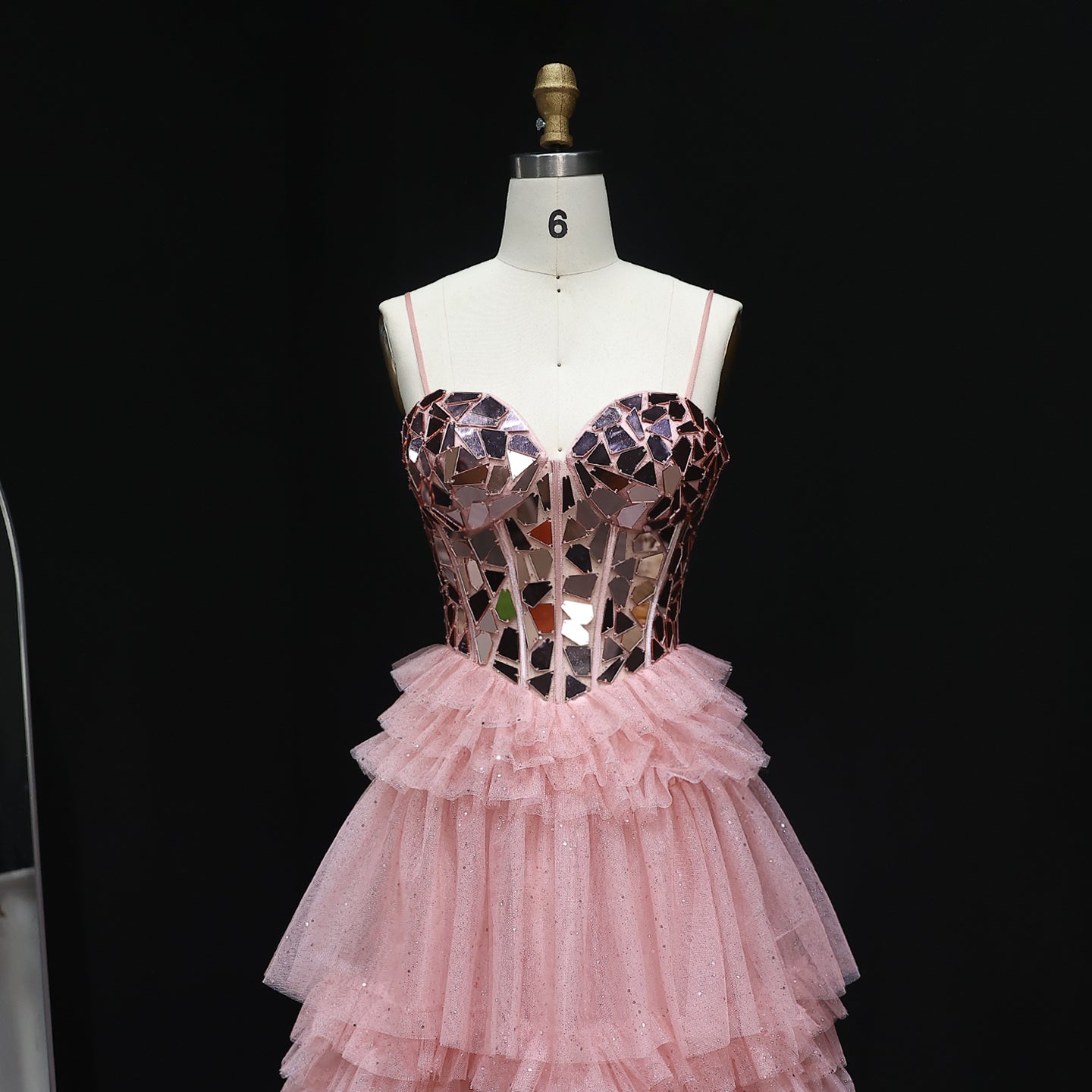 Elegan Pink Ruffled Tulle Prom Dress 2025 Sweetheart Sequined Corset Evening Birthday Party Gowns