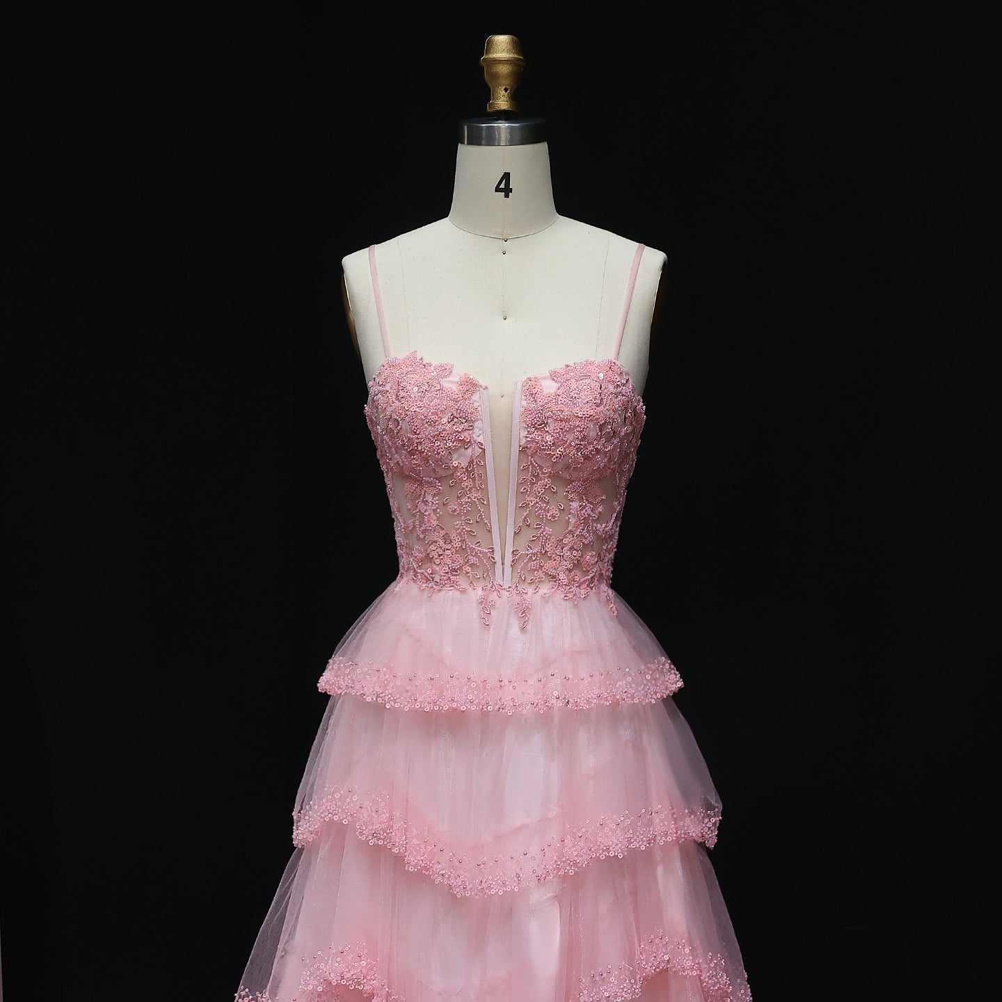 Elegant Pink Ruffled Tulle Prom Dress 2025 Spaghetti Straps Evening Birthday Party Gowns