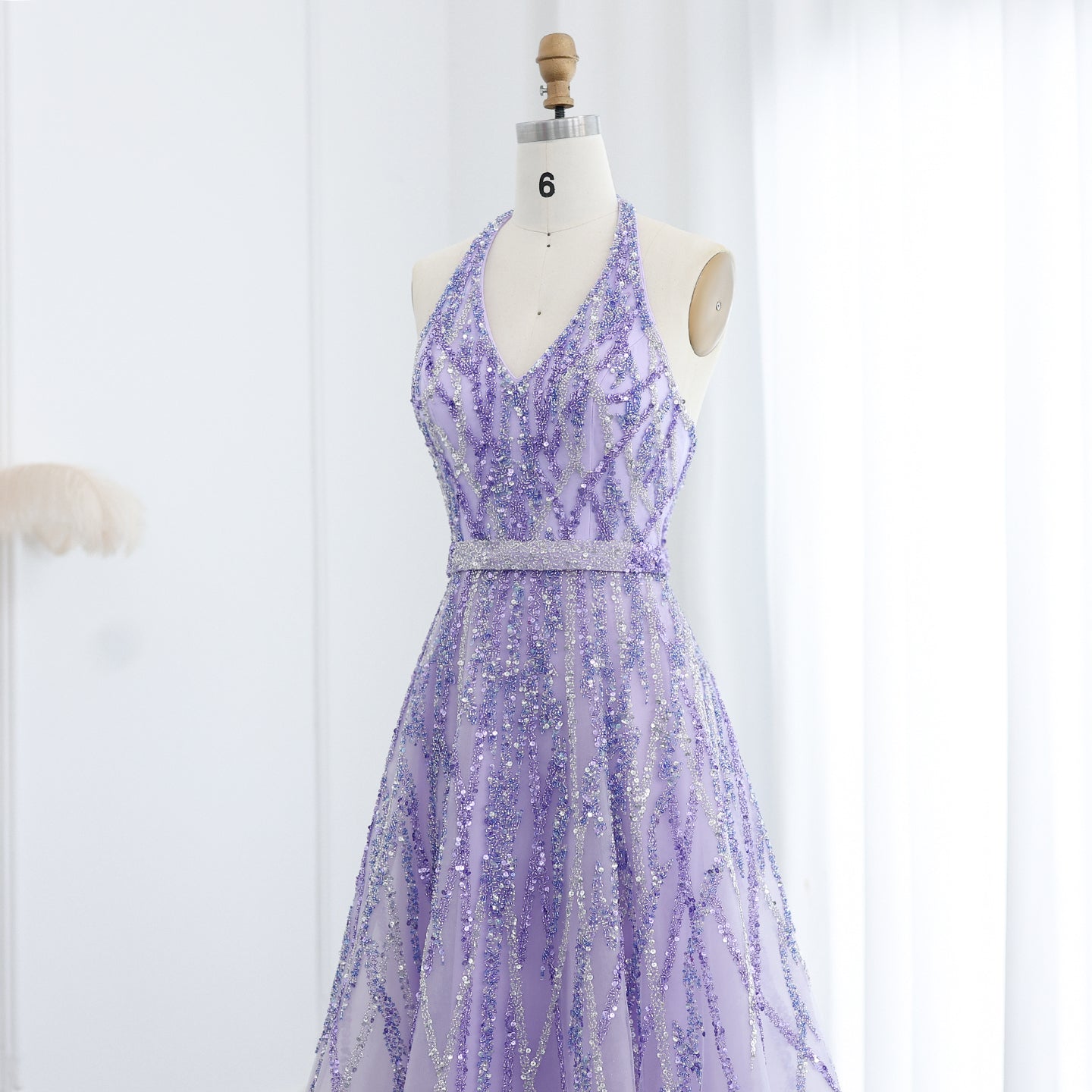 Luxury Beaded Lemon Green Halter High Low Evening Dresses SS472