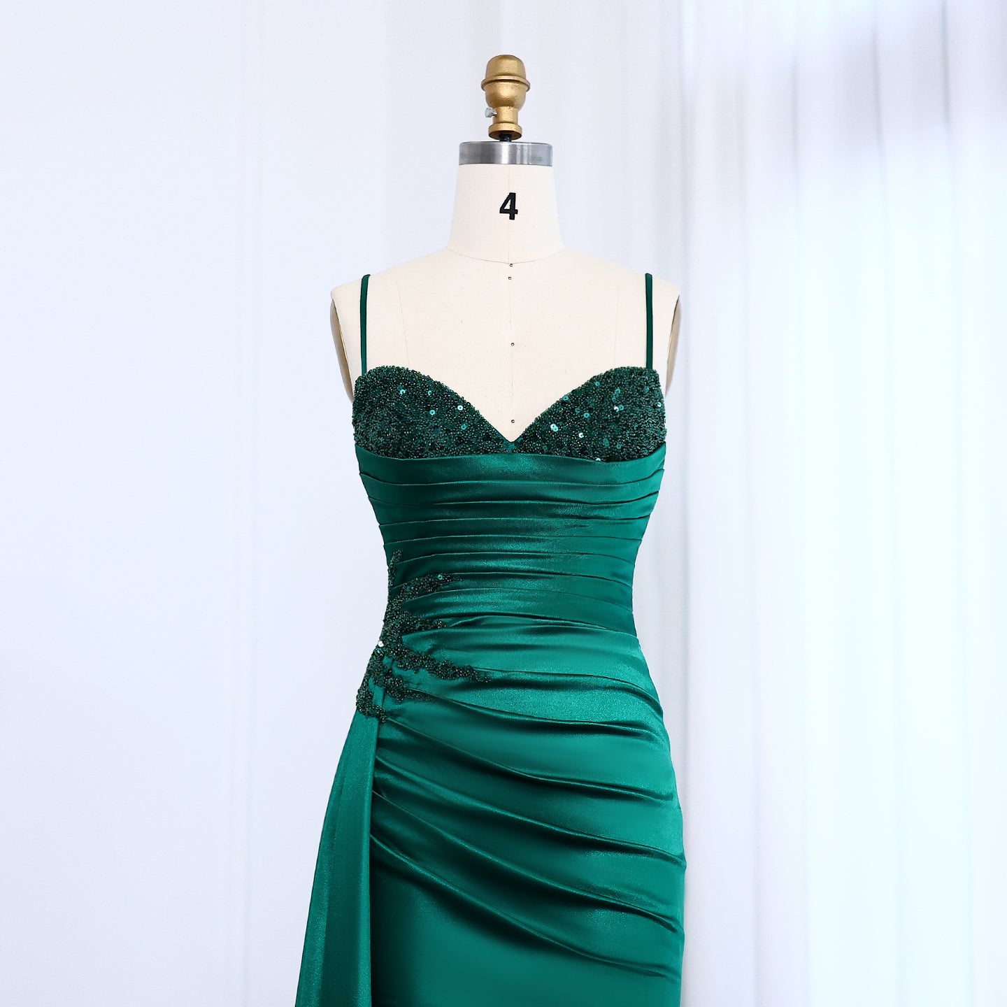 Classic Emerald Green Sequined Mermaid Evening Gown SH013
