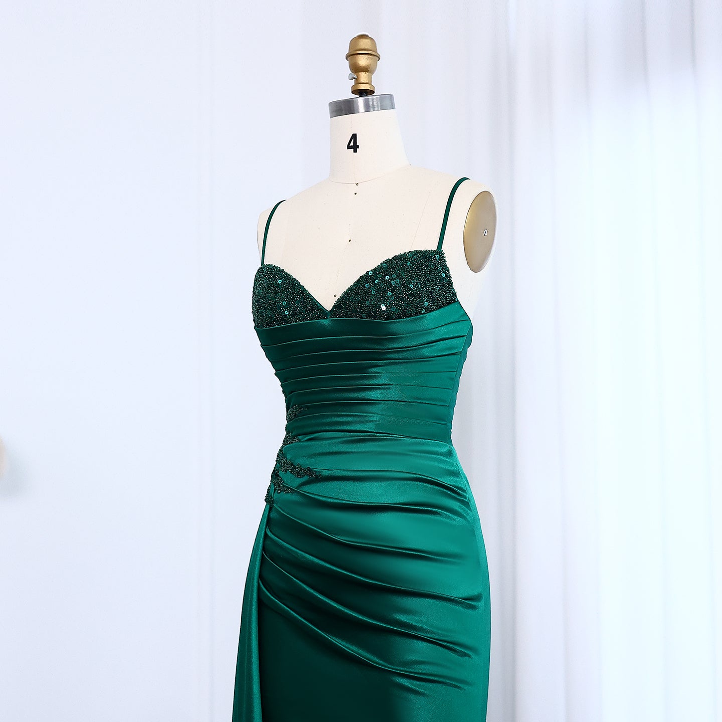 Classic Emerald Green Sequined Mermaid Evening Gown SH013