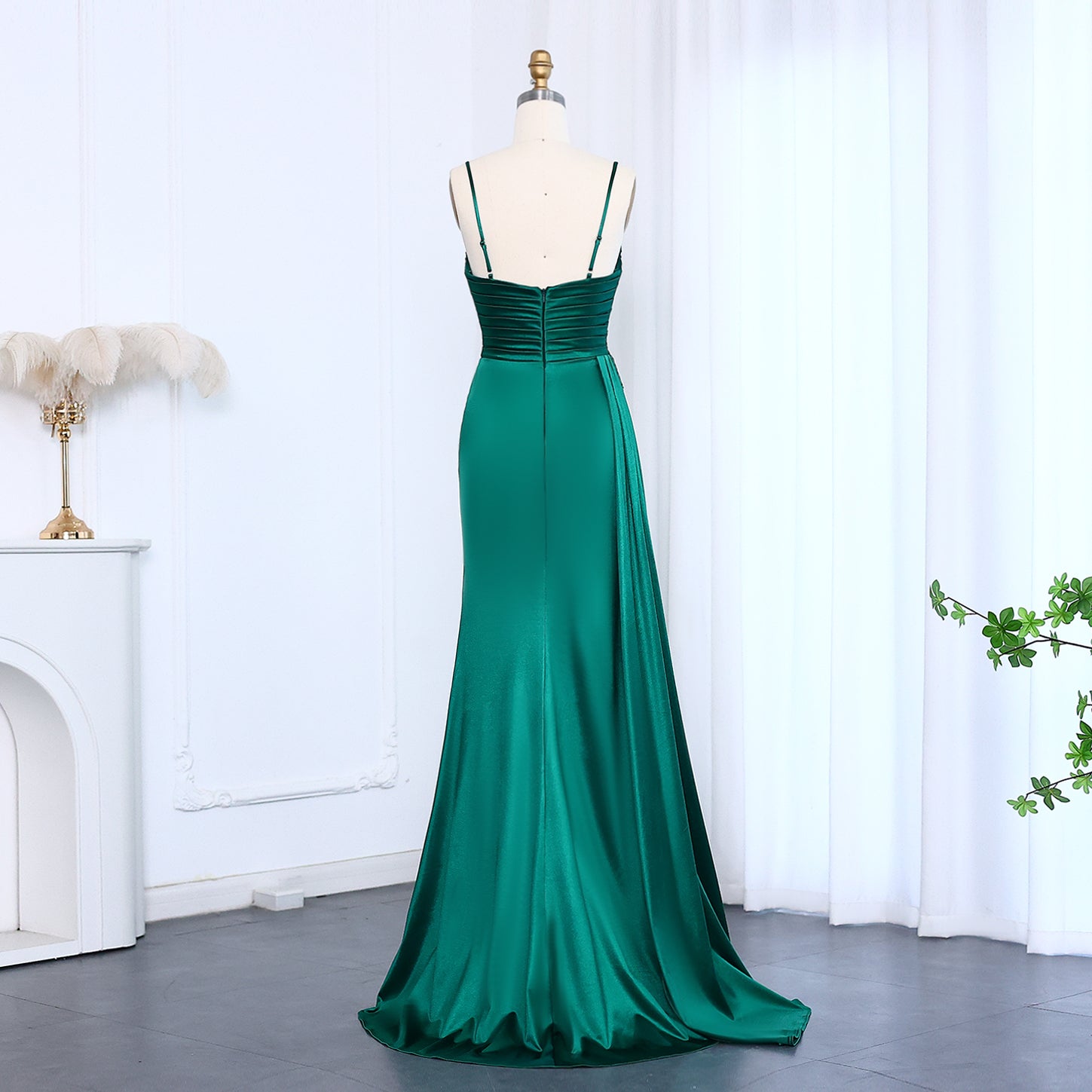 Classic Emerald Green Sequined Mermaid Evening Gown SH013