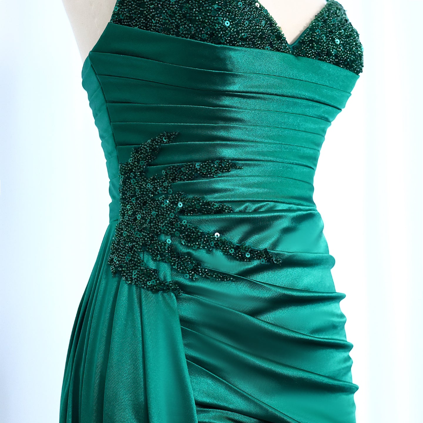 Classic Emerald Green Sequined Mermaid Evening Gown SH013