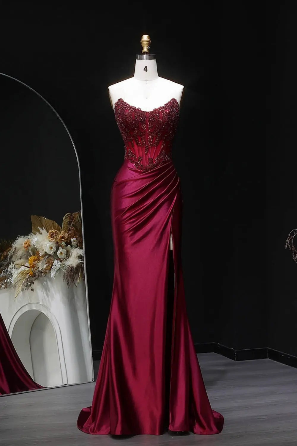 Sexy Backless Mermaid Burgundy Satin Prom Dress for Women SH353 – SHEER FAIRY