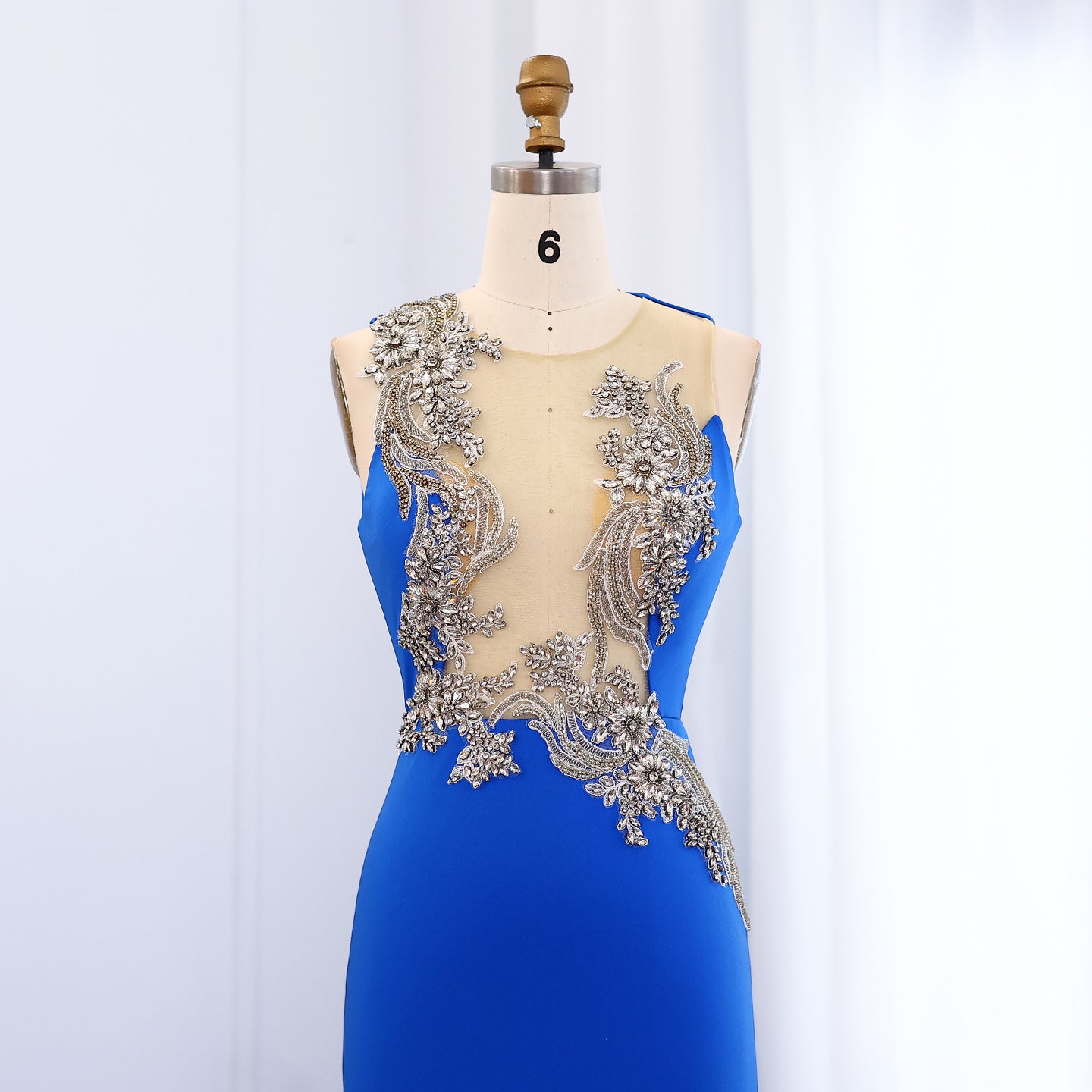 Royal Blue Mermaid African Prom Dresses with Crystal SH001