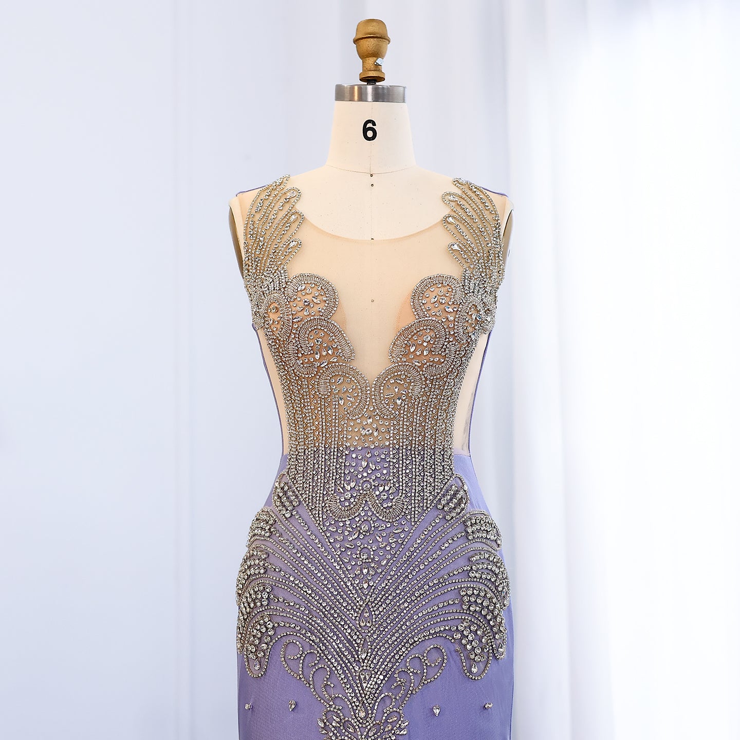 Lilac Mermaid Crystal Luxury Prom Dresses for Black Girls SH004