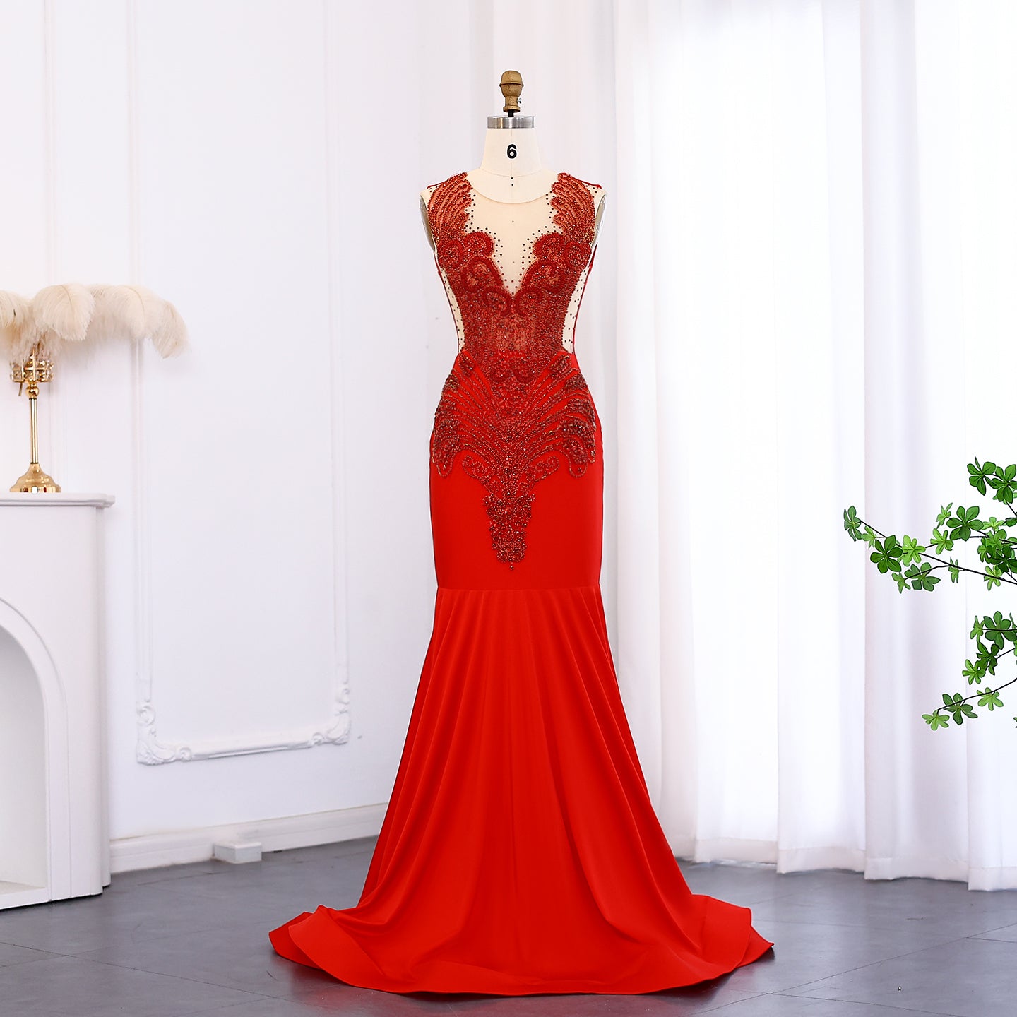Luxury Red Mermaid Black Girls Prom Dresses for Graduation SH005