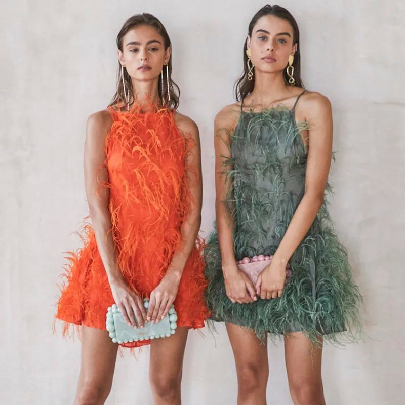 Fairy Relaxed Feather Cocktail Party Mini Gown RM089