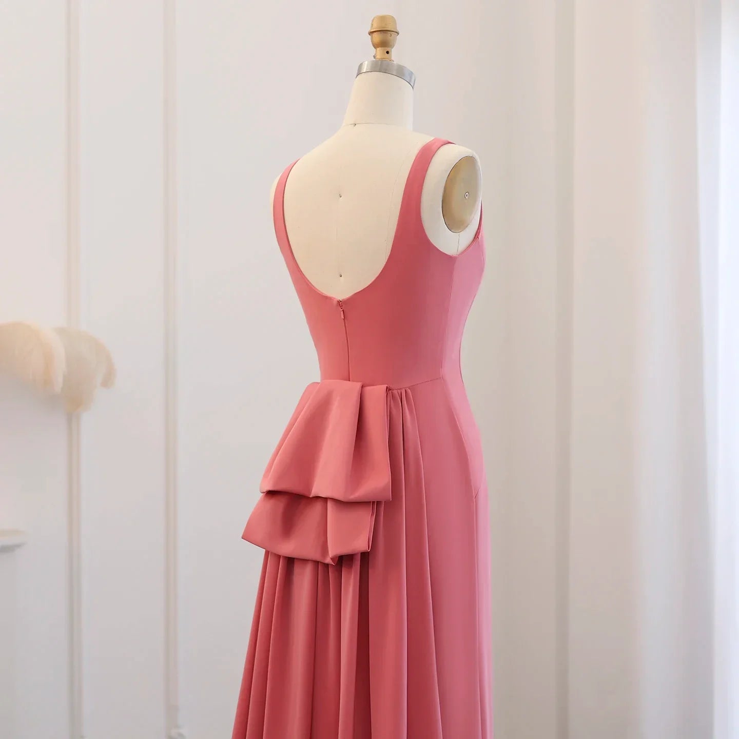 Elegant Coral Pink Butterfly Beaded Evening Dress SS471