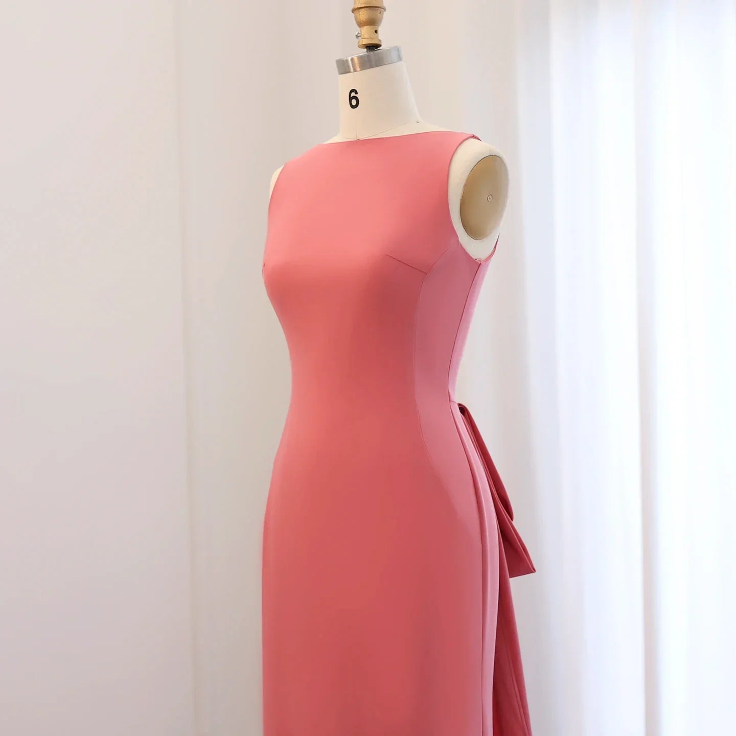 Elegant Coral Pink Butterfly Beaded Evening Dress SS471