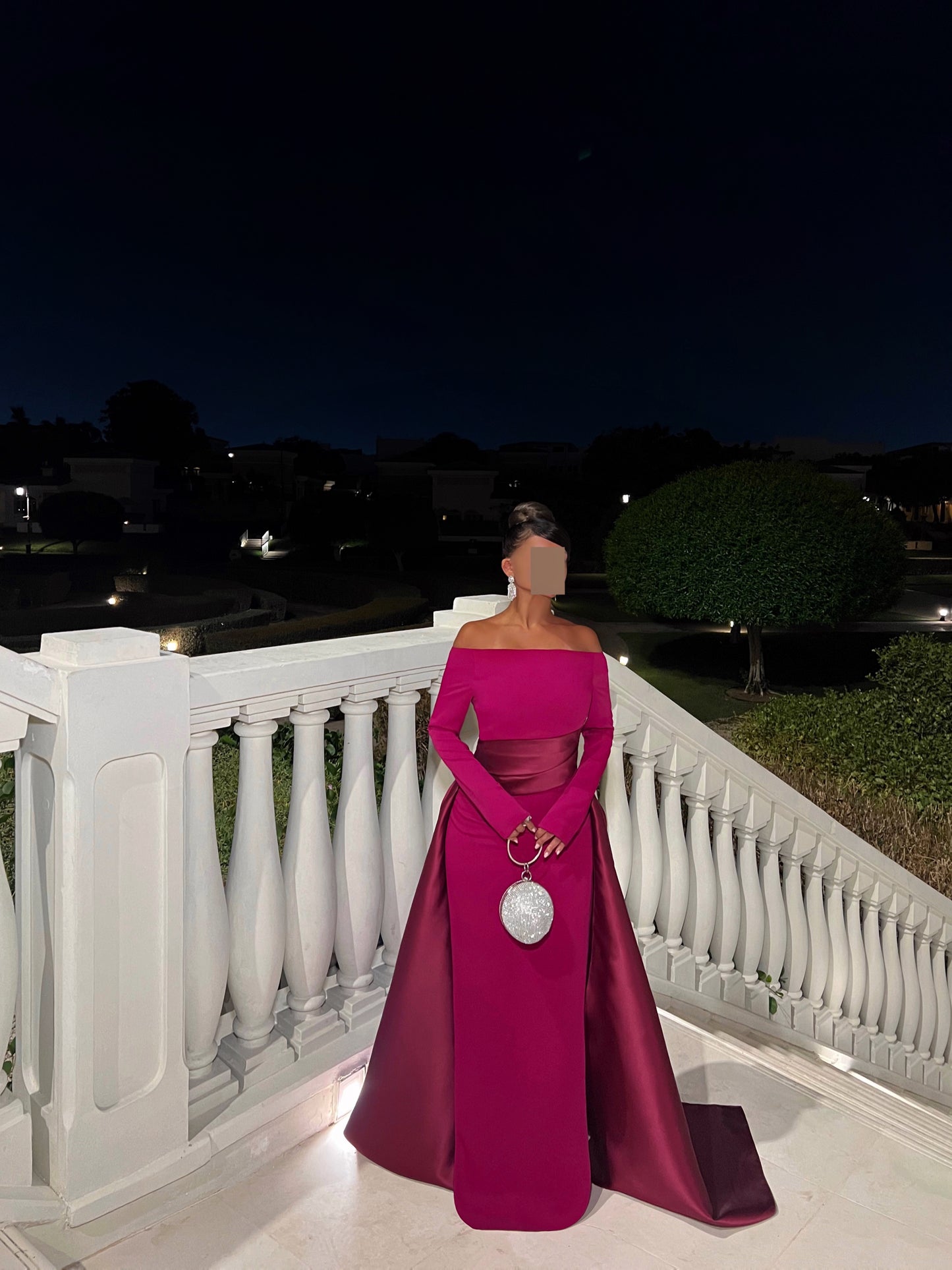 Elegant Long Sleeve Mermaid Gown with Satin Train Evening Dress SF318
