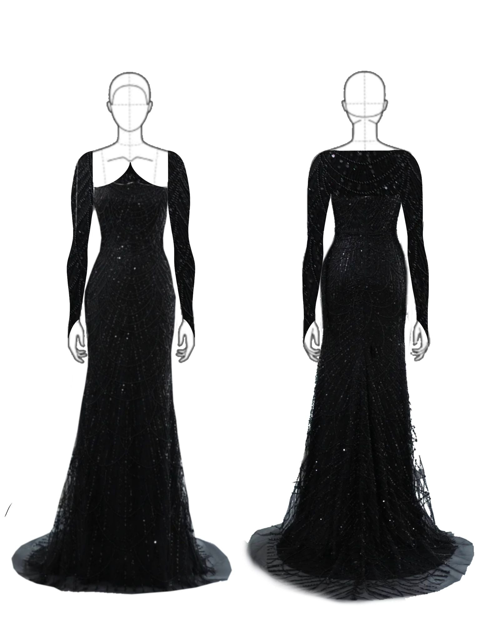Luxury Beaded Green Mermaid Evening Dress with Gloves SS606