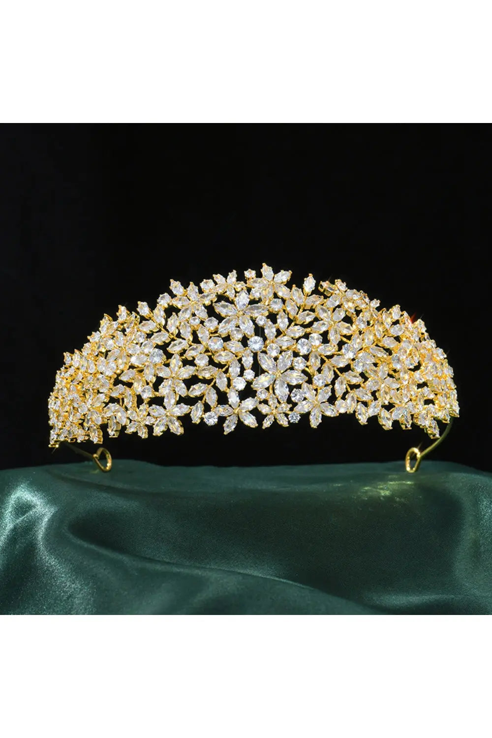 Gold & Silver Crystal Floral-Tiered Tiara Crown HP022 – SHEER FAIRY