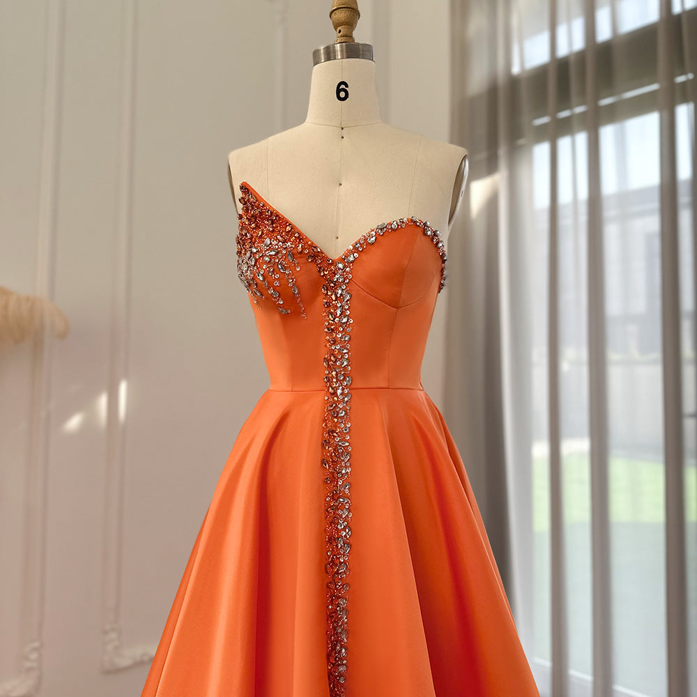 Elegant Crystal Black Strapless Evening Dresses Side Slit SS364