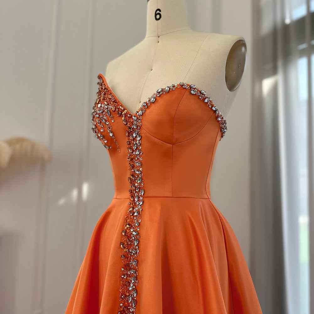 Elegant Crystal Black Strapless Evening Dresses Side Slit SS364