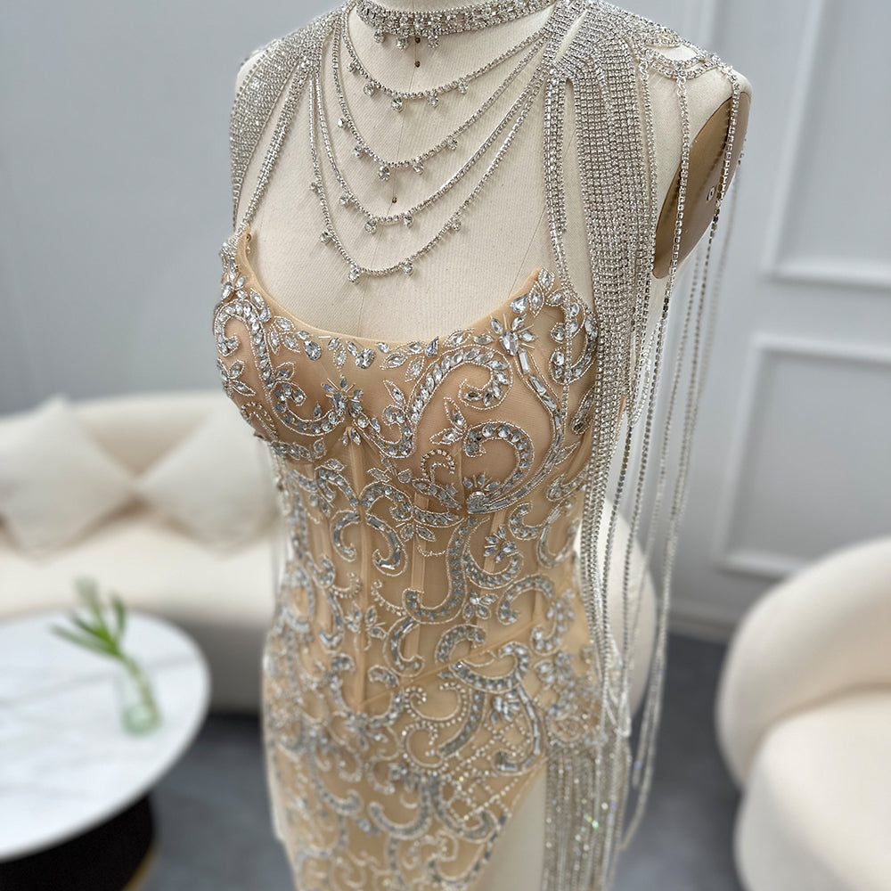 Summer Asymmetric Silver Mini Cocktail Party Gown RM046