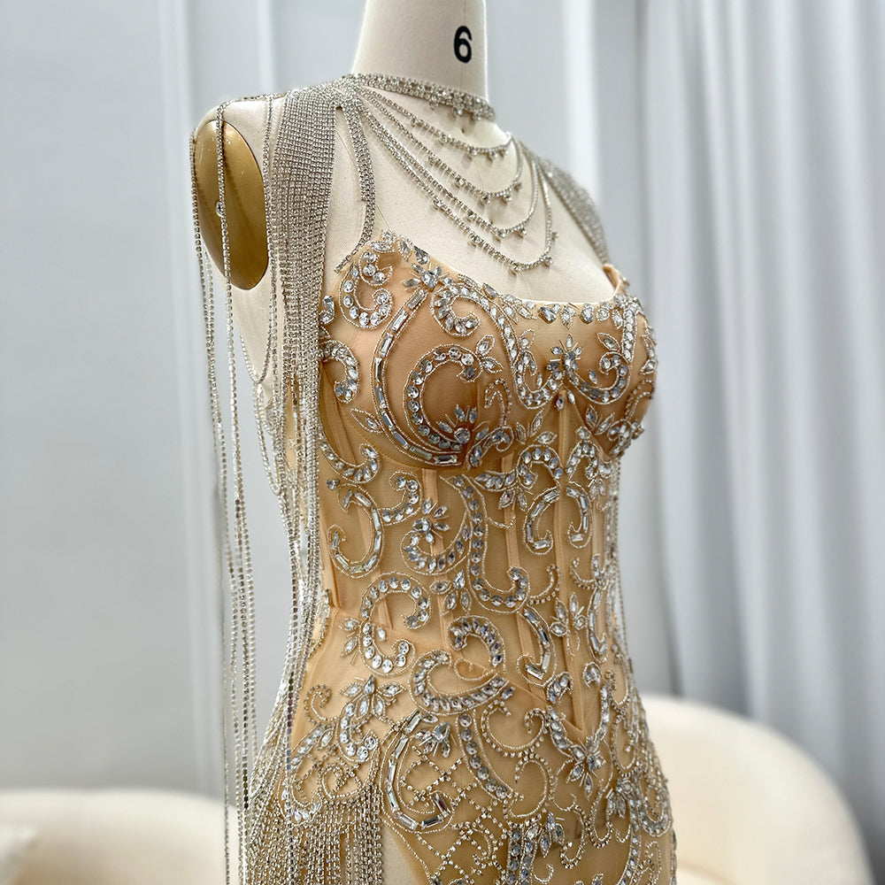 Summer Asymmetric Silver Mini Cocktail Party Gown RM046