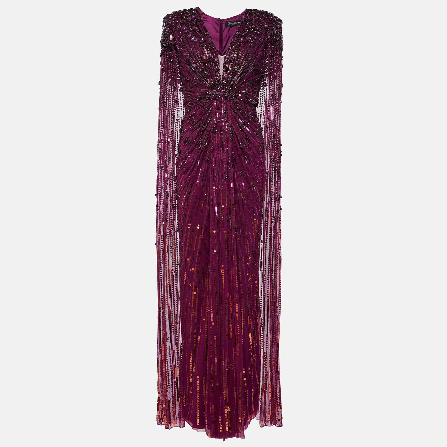 Luxury Dubai Green Evening Dresses with Cape Fuchsia Crystal Gold SS399