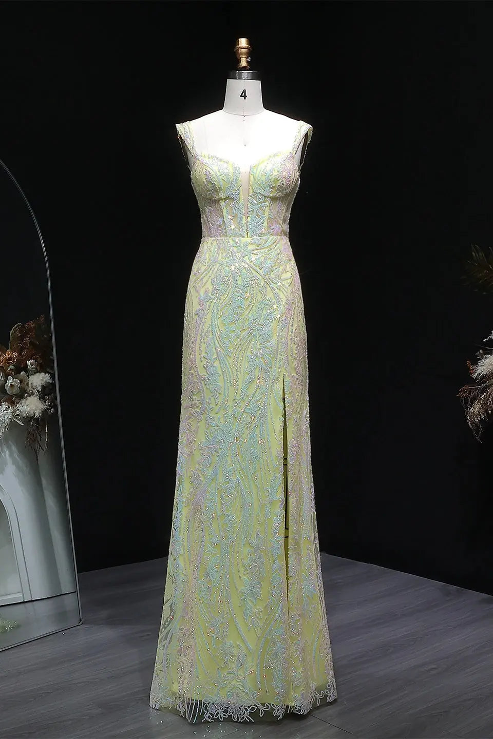Yellow Iridescent Sequin Sweetheart Sheath Prom Dress SH124 – SHEER FAIRY