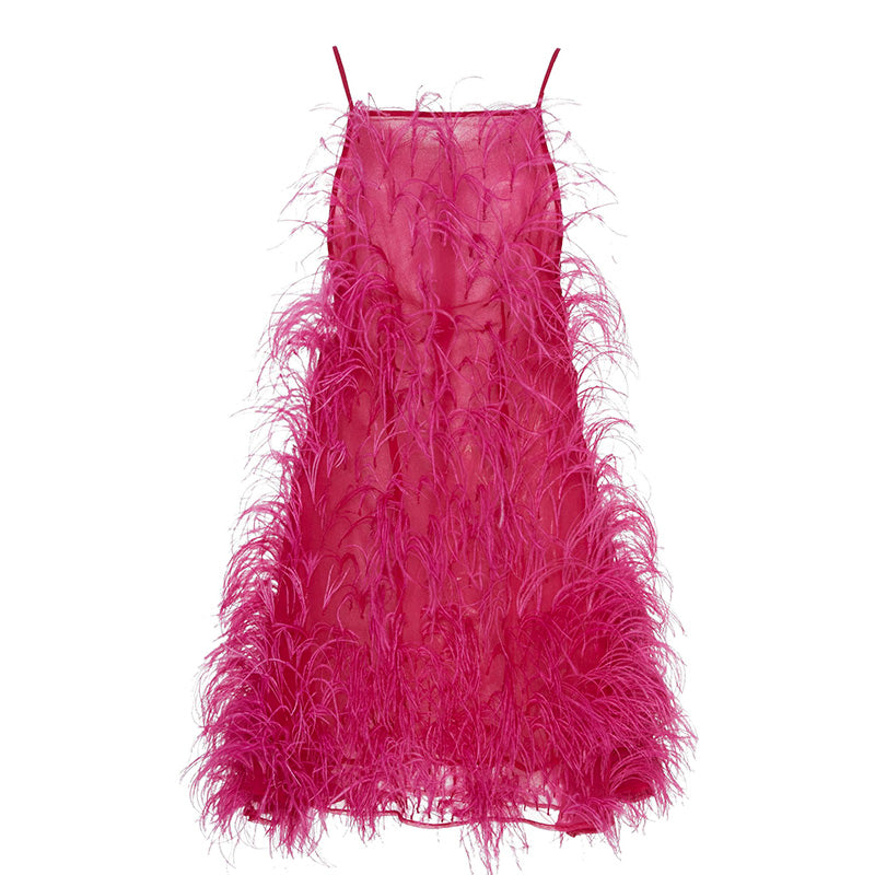 Fairy Relaxed Feather Cocktail Party Mini Gown RM089